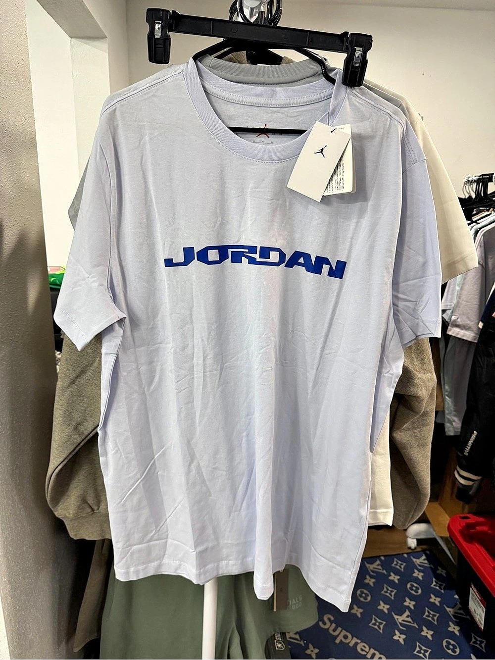 Jordan Logo T-Shirt in White & Blue Size XL NWT